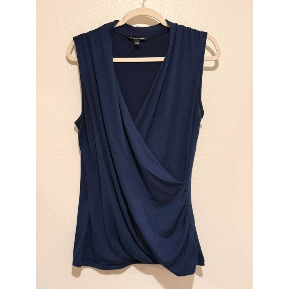 Navy Blue Wrap Sleeveless Top